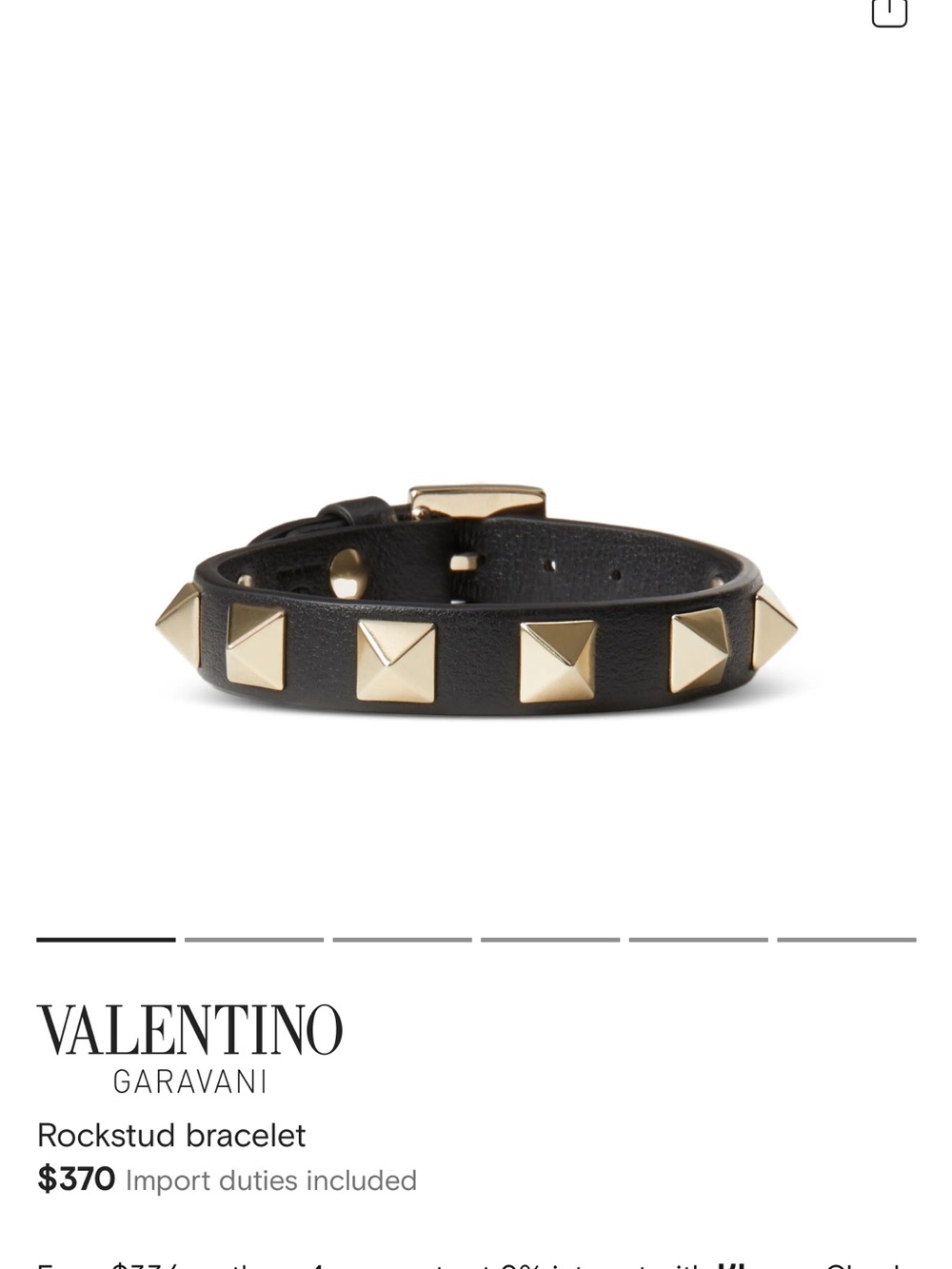 Valentino Black Leather Rockstud Bracelet